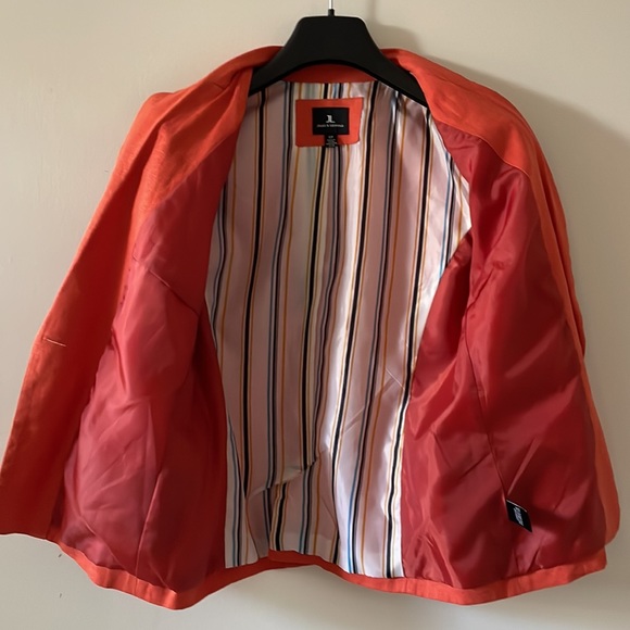 Blazer Jules & Leopard lined jacket padded shoulders 30% linen Coat Size S - Picture 5 of 15